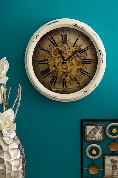 Wanduhr &quot;Antiques&quot;, mit sichtbarem Uhrwerk aus Metall