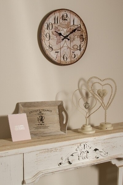 Wanduhr &quot;alte Weltkarte / Globus III&quot; aus MDF