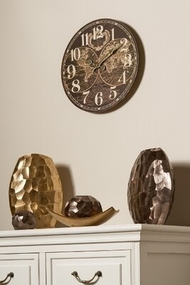 Wanduhr &quot;alte Weltkarte / Globus II&quot; aus MDF