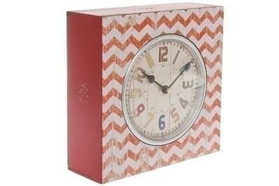 Tischuhr Orange Shabby Chic MDF, buntes Ziffernblatt, 23x23x10 cm, dekorativ &amp; praktisch