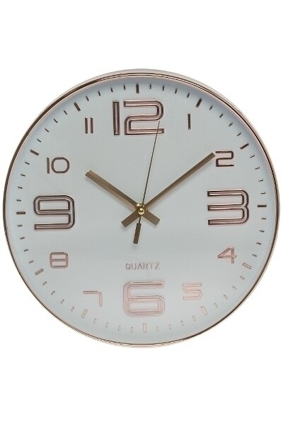 Wanduhr Ross rosegold MDF/Eisen 31 cm, runde Form, moderne Stundenanzeige