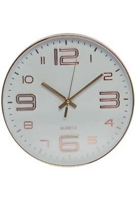 Wanduhr Ross rosegold MDF/Eisen 31 cm, runde Form, moderne Stundenanzeige