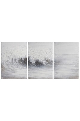 Ölbild, 3-teilig "Wellen im Meer"