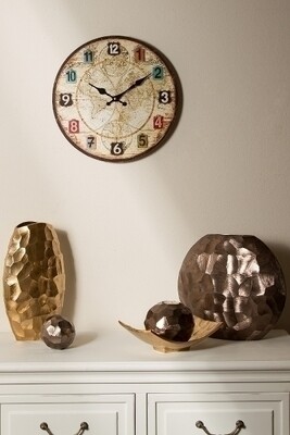 Wanduhr &quot;alte Weltkarte / Globus IV&quot; aus MDF