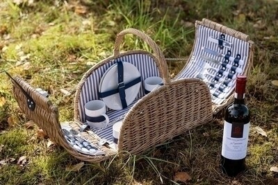 Picknickkorb &quot;Mia&quot;, blau/weiss für 4 Personen