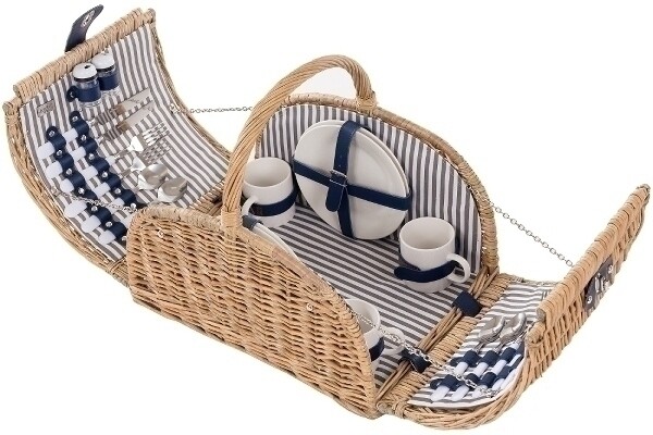 Picknickkorb "Mia", blau/weiss für 4 Personen