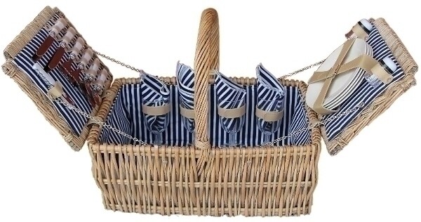 Picknickkorb "Ava", blau/weiss für 4 Personen