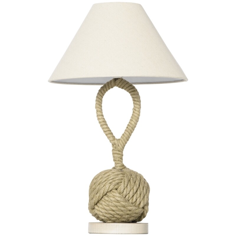 Tischleuchte Maritimes Design Hanfseil Braun + Altweiss