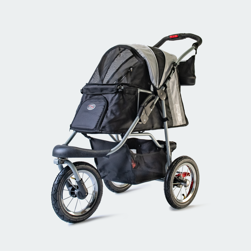 InnoPet Hundebuggy, Pet-Stroller, Hundewagen, Comfort AIR ECO Schwarz- Silber