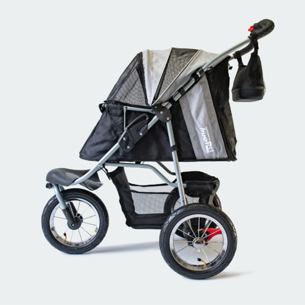 InnoPet Hundebuggy, Pet-Stroller, Hundewagen, Comfort AIR ECO Schwarz- Silber
