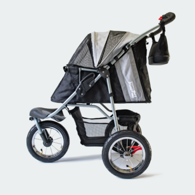 InnoPet Hundebuggy, Pet-Stroller, Hundewagen, Comfort AIR ECO Schwarz- Silber