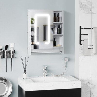 Spiegelschrank Badschrank mit LED-Beleuchtung Touch-Steuerung Handtuchhalter