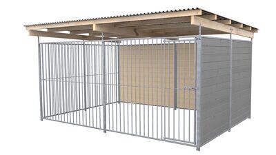 SAUERLAND Hundezwinger 3 x 3 m | 2-seitig geschlossen | platingrau | Rohrstab Abstand 8 cm