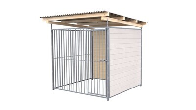 SAUERLAND Hundezwinger 2 x 2 m | 2-seitig geschlossen | weiss lasiert | Rohrstab Abstand 8 cm