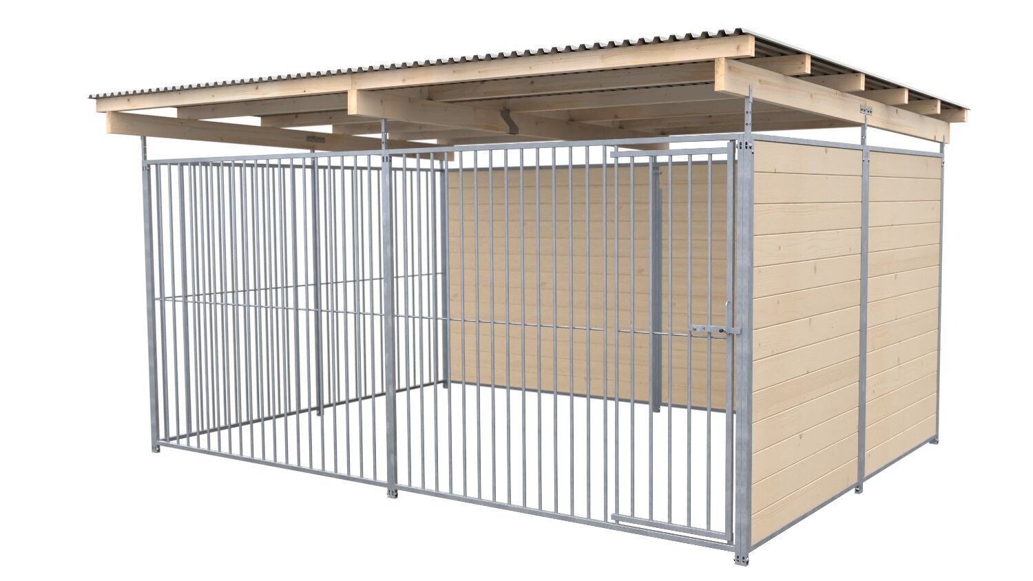 SAUERLAND Hundezwinger 3 x 3 m | 2-seitig geschlossen | naturbelassen | Rohrstab Abstand 8 cm