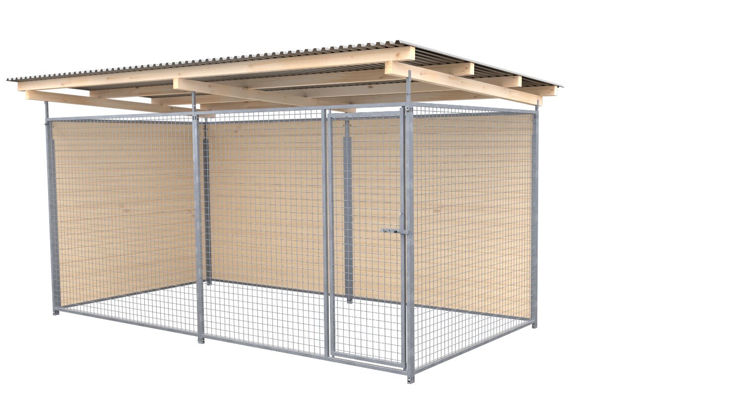 SAUERLAND Hundezwinger 2 x 4 m | 2-seitig geschlossen | naturbelassen | Gitter 5x5 cm