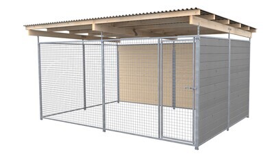 SAUERLAND Hundezwinger 3 x 4 m | 2-seitig geschlossen | platingrau | Gitter 5x5 cm