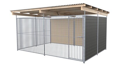 SAUERLAND Hundezwinger 3 x 3 m | 2-seitig geschlossen | graphitgrau | Rohrstab Abstand 5 cm