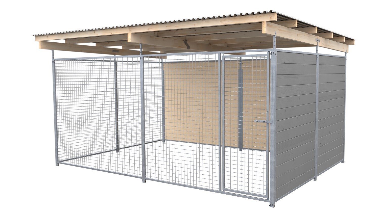 SAUERLAND Hundezwinger 3 x 3 m | 2-seitig geschlossen | platingrau | Gitter 5x5 cm