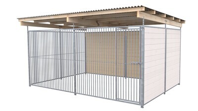 SAUERLAND Hundezwinger 3 x 4 m | 2-seitig geschlossen | weiss lasiert | Rohrstab Abstand 5 cm