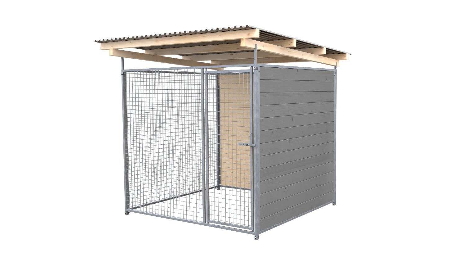 SAUERLAND Hundezwinger 2 x 2 m | 2-seitig geschlossen | platingrau | Gitter 5x5 cm