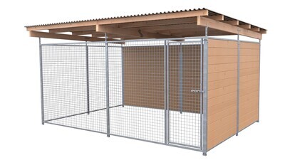 SAUERLAND Hundezwinger 3 x 4 m | 2-seitig geschlossen | braun imprägniert | Gitter 5x5 cm