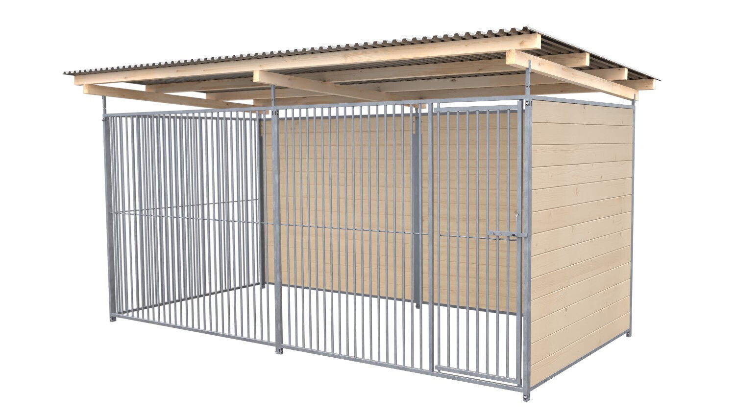 SAUERLAND Hundezwinger 2 x 4 m | 2-seitig geschlossen | naturbelassen | Rohrstab Abstand 5 cm