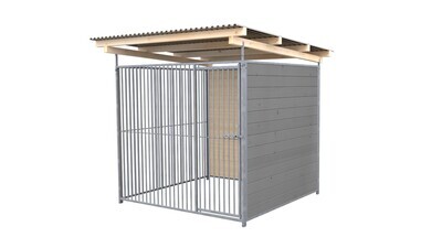 SAUERLAND Hundezwinger 2 x 2 m | 2-seitig geschlossen | platingrau | Rohrstab Abstand 5 cm