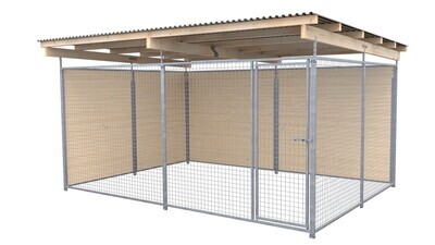 SAUERLAND Hundezwinger 3 x 4 m | 2-seitig geschlossen | graphitgrau | Gitter 5x5 cm