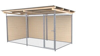 SAUERLAND Hundezwinger 2 x 4 m | 2-seitig geschlossen | platingrau | Gitter 5x5 cm