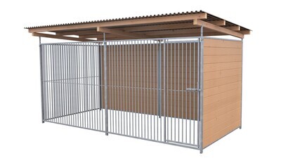 SAUERLAND Hundezwinger 2 x 4 m | 2-seitig geschlossen | braun imprägniert | Rohrstab Abstand 5 cm