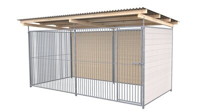 SAUERLAND Hundezwinger 2 x 3 m | 2-seitig geschlossen | weiss lasiert | Rohrstab Abstand 5 cm
