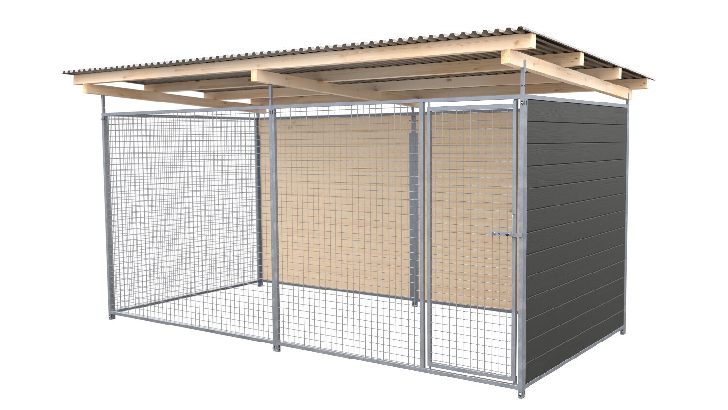 SAUERLAND Hundezwinger 2 x 3 m | 2-seitig geschlossen | graphitgrau | Gitter 5x5 cm