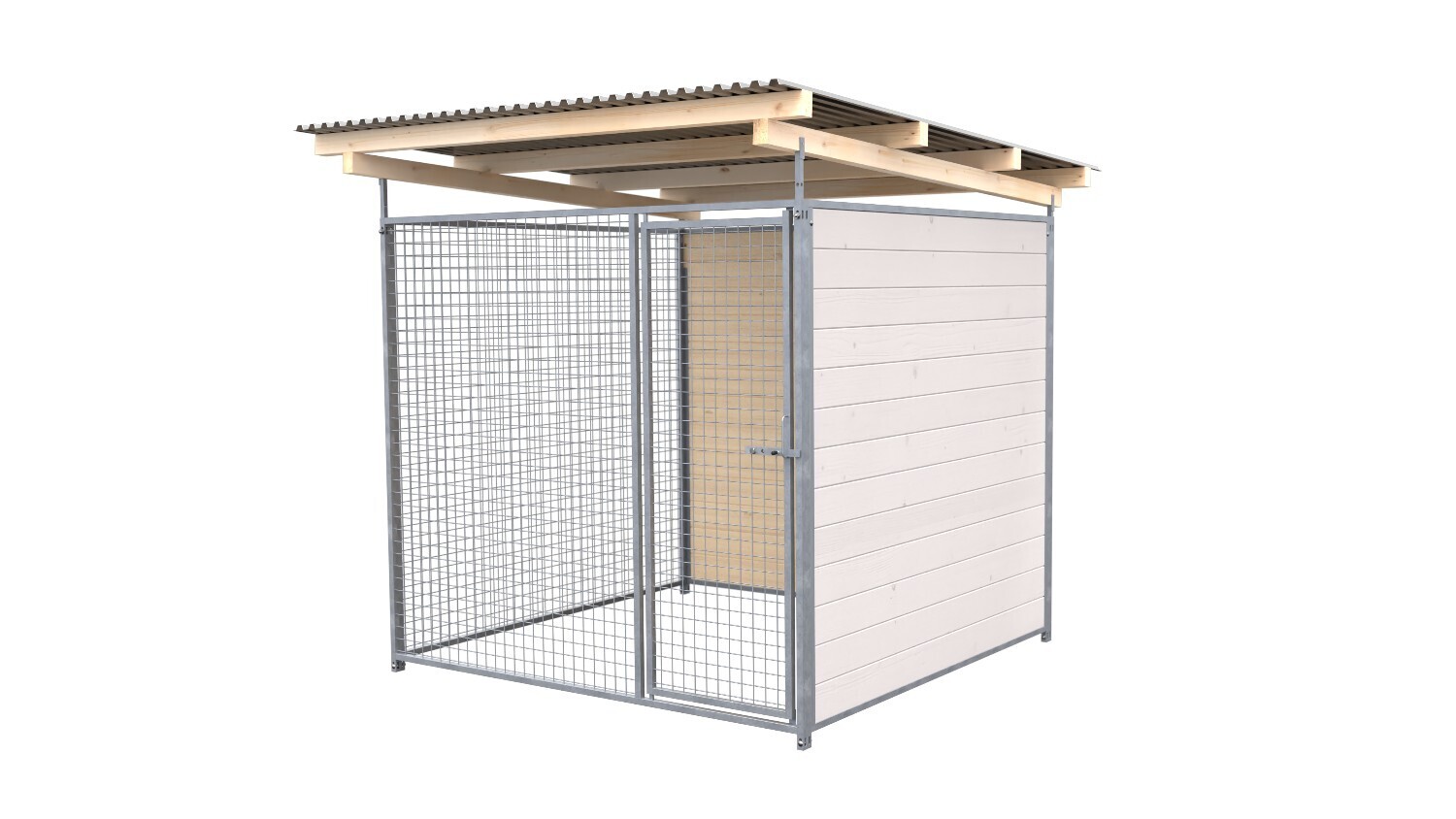 SAUERLAND Hundezwinger 2 x 2 m | 2-seitig geschlossen | weiss lasiert | Gitter 5x5 cm