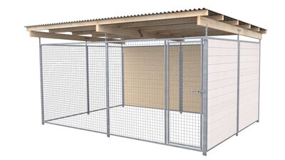 SAUERLAND Hundezwinger 3 x 3 m | 2-seitig geschlossen | weiss lasiert | Gitter 5x5 cm