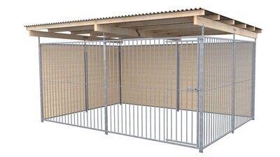 SAUERLAND Hundezwinger 3 x 4 m | 2-seitig geschlossen | naturbelassen | Rohrstab Abstand 5 cm