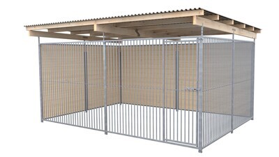 SAUERLAND Hundezwinger 3 x 3 m | 2-seitig geschlossen | platingrau | Rohrstab Abstand 5 cm