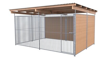 SAUERLAND Hundezwinger 3 x 4 m | 2-seitig geschlossen | braun imprägniert | Rohrstab Abstand 5 cm