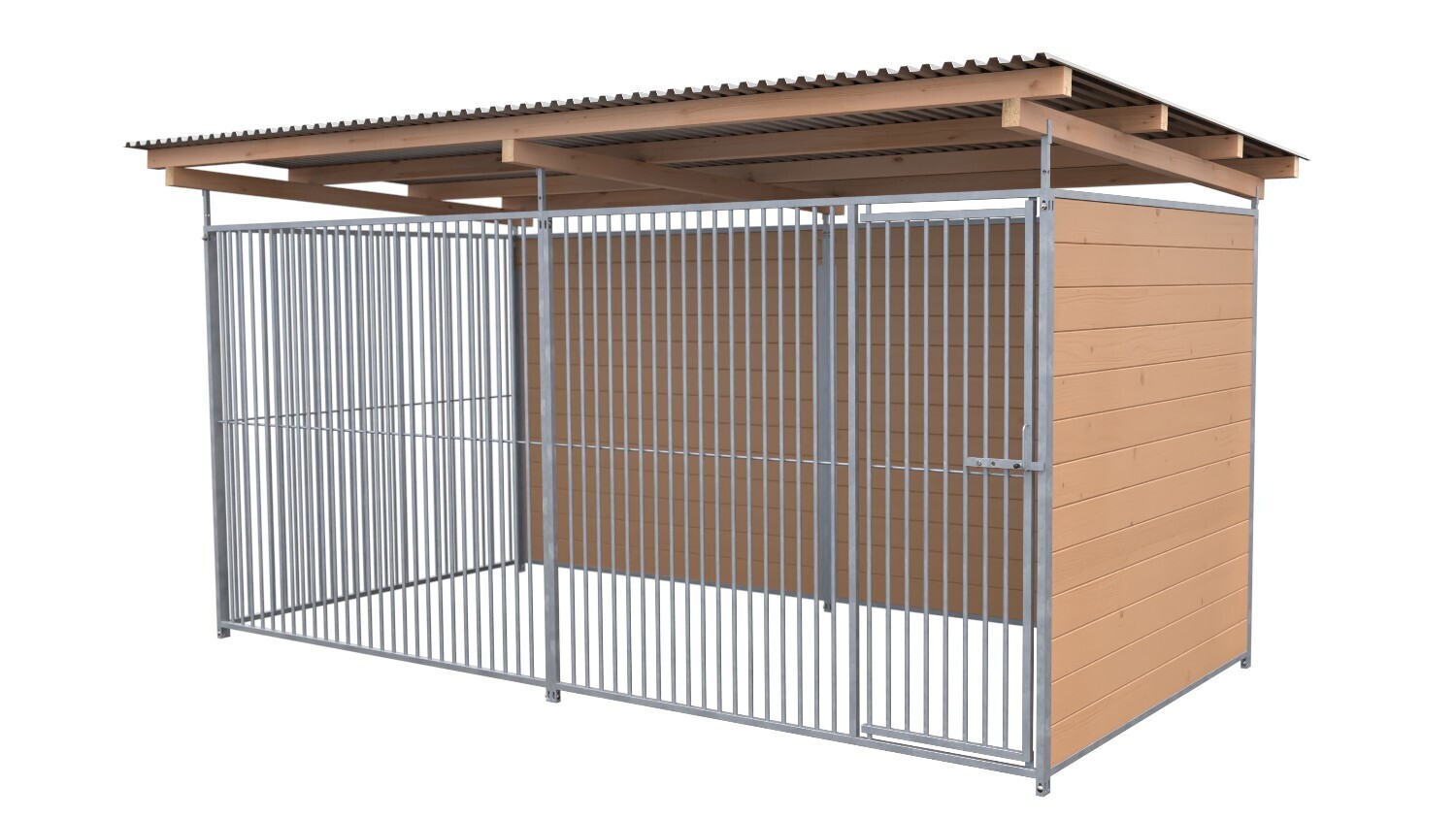 SAUERLAND Hundezwinger 2 x 3 m | 2-seitig geschlossen | braun imprägniert | Rohrstab Abstand 5 cm