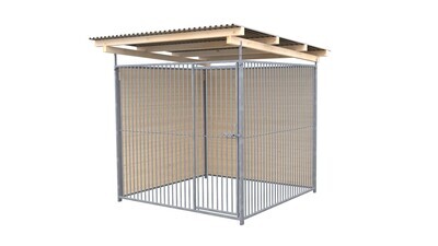 SAUERLAND Hundezwinger 2 x 2 m | 2-seitig geschlossen | weiss lasiert | Rohrstab Abstand 5 cm