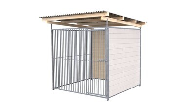 SAUERLAND Hundezwinger 2 x 2 m | 2-seitig geschlossen | weiss lasiert | Rohrstab Abstand 5 cm