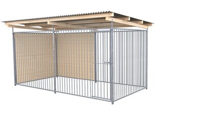 SAUERLAND Hundezwinger 2 x 3 m | 1,5-seitig geschlossen | platingrau | Rohrstab Abstand 8 cm