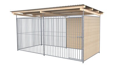 SAUERLAND Hundezwinger 2 x 4 m | 1,5-seitig geschlossen | naturbelassen | Rohrstab Abstand 8 cm