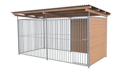 SAUERLAND Hundezwinger 2 x 4 m | 1,5-seitig geschlossen | braun imprägniert | Rohrstab Abstand 8 cm