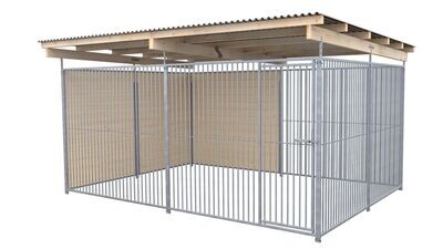 SAUERLAND Hundezwinger 3 x 4 m | 1,5-seitig geschlossen | naturbelassen | Rohrstab Abstand 5 cm
