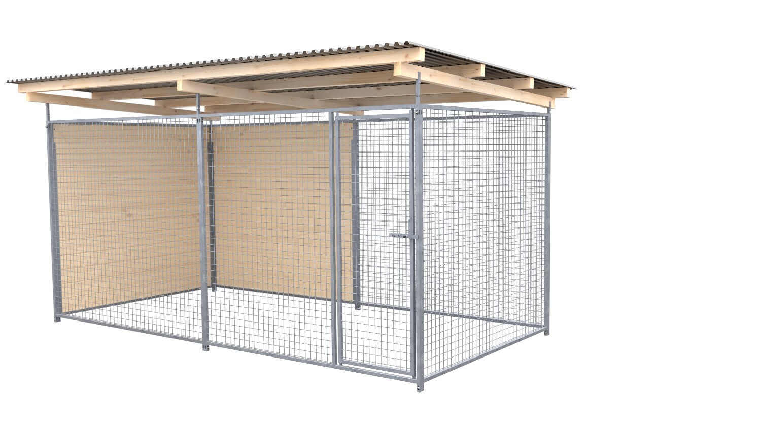 SAUERLAND Hundezwinger 2 x 3 m | 1,5-seitig geschlossen | weiss lasiert | Gitter 5x5 cm