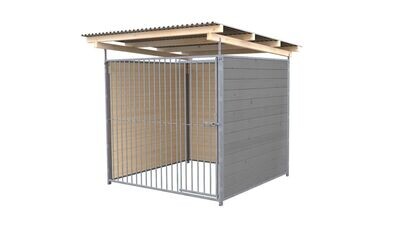 SAUERLAND Hundezwinger 2 x 2 m | 3-seitig geschlossen | platingrau | Rohrstab Abstand 8 cm