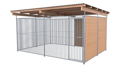 SAUERLAND Hundezwinger 3 x 3 m | 1,5-seitig geschlossen | braun imprägniert| Rohrstab Abstand 5 cm