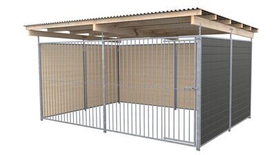 SAUERLAND Hundezwinger 3 x 3 m | 3-seitig geschlossen | graphitgrau | Rohrstab Abstand 8 cm