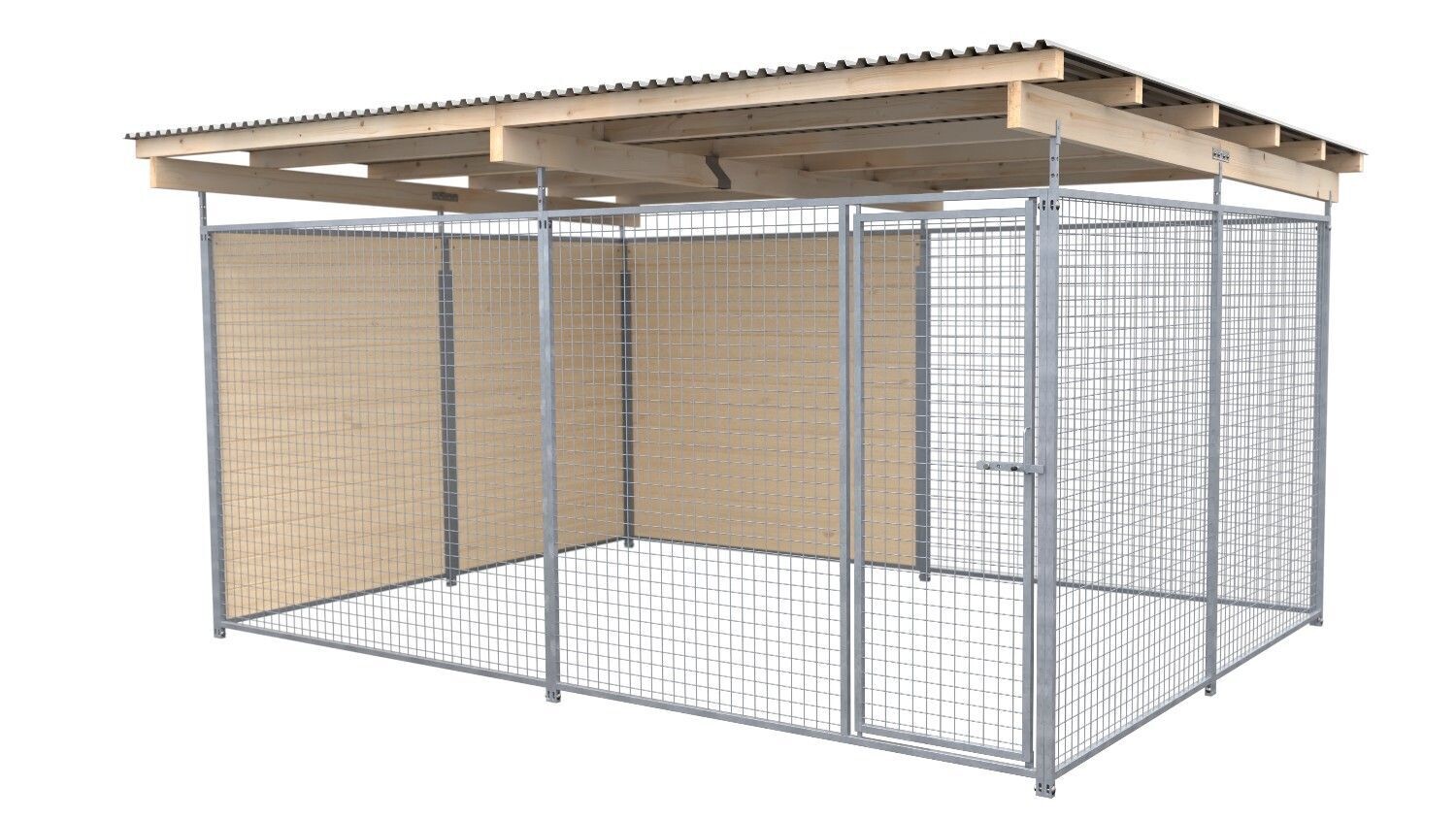 SAUERLAND Hundezwinger 3 x 3 m | 1,5-seitig geschlossen | naturbelassen | Gitter 5x5 cm